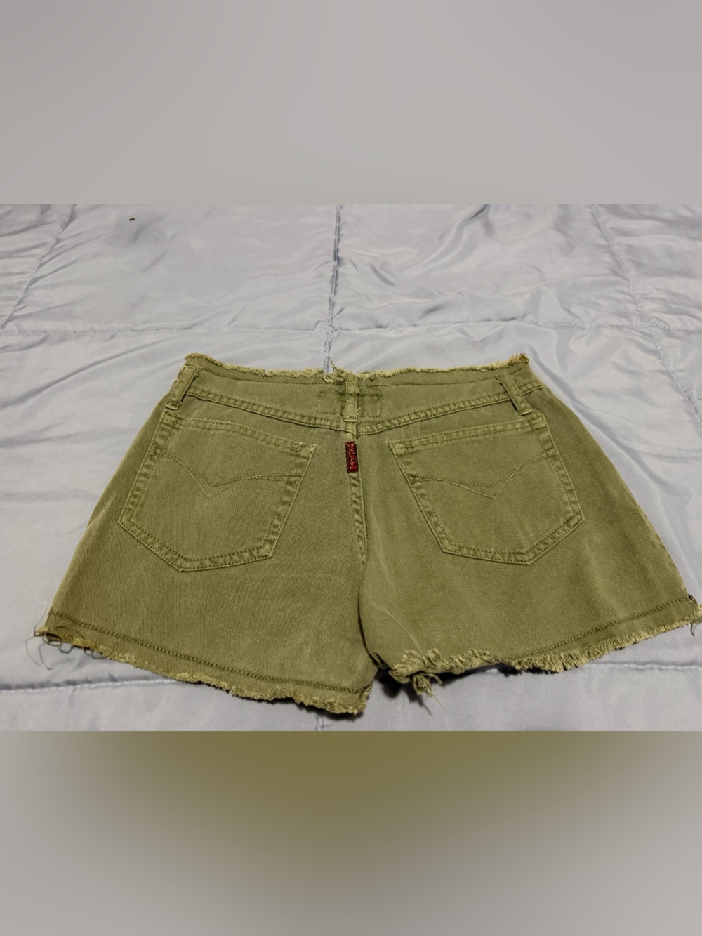Hard Tail Olive Green Frayed Hem Women's Denim Shorts
